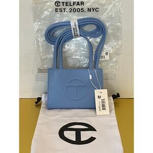 Telfar cerulean small shopping bag 4 3/4H, 6 5/8w, 3 1/8depth, 21in drop NWT
